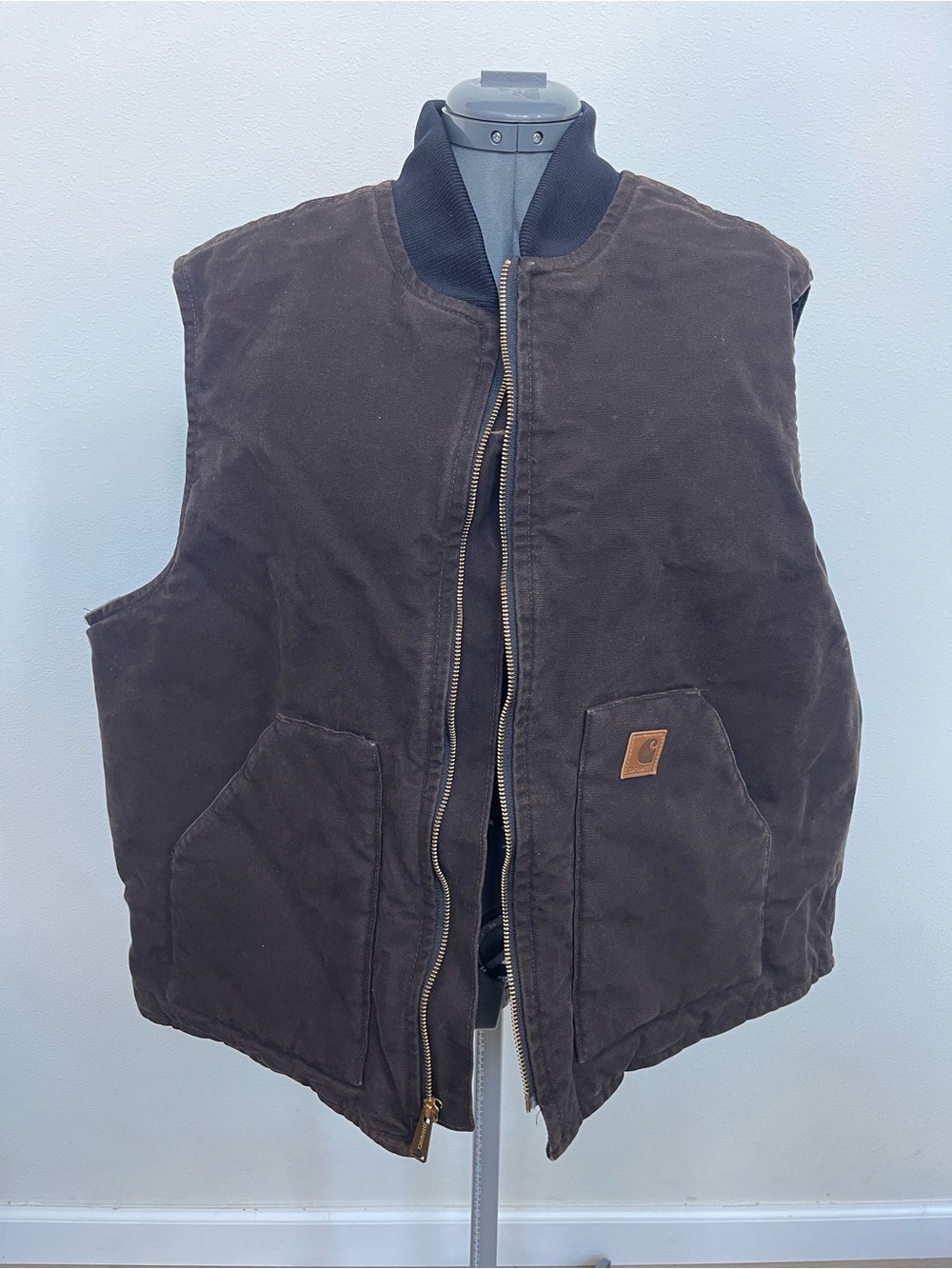 Vintage Carhartt V02 DKB Brown Workwear Quilted Vest